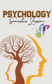 Psychology semester poster featuring a tree and profile silhouettes of human faces, emphasizing mental health and psychological studies.
