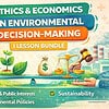 original-12642851-1.jpg Homeschool Resource Co. lesson bundle on ethics, economics, and environmental decision-making with icons of nature, money, and scales.