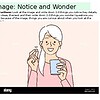 original-12685841-1.jpg Illustration of a smiling woman with white hair taking a selfie with her smartphone, emphasizing curiosity and wonder.