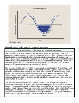 original-12713653-1.jpg Business cycle diagram showing expansion, peak, contraction, and trough phases with a focus on economic indicators.