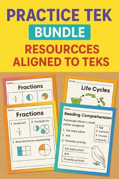 Homeschool Resource Co. practice worksheets for fractions, life cycles, and reading comprehension, designed for homeschooling students.