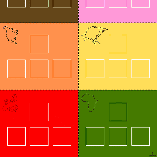 Colorful homeschool planning templates with maps of South America, Africa, Asia, Europe, North America, and Australia, each with empty boxes for notes.