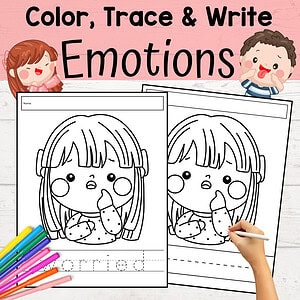 Emotions Tracing Handwriting Practice Worksheets
