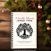 1 Charlotte Mason inspired Advent journal titled 'A Gentle Advent Jesse Tree' with a decorative tree illustration on a wooden background with holiday greenery.