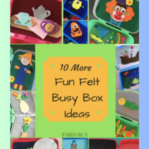 Colorful felt craft projects for kids, including animals, characters, and scenes, showcasing creative homeschooling activities and DIY busy box ideas.