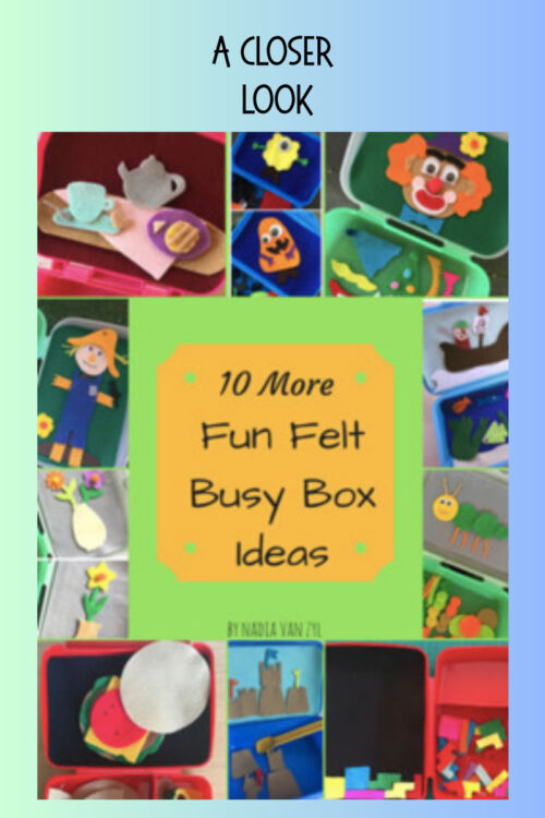 1 Colorful felt craft projects for kids, including animals, characters, and scenes, showcasing creative homeschooling activities and DIY busy box ideas.