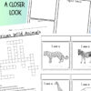 Educational worksheets on African wild animals for homeschooling, including animal reports, crosswords, and identification activities.