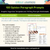 100 Opinion Paragraph Prompts Homeschool Resource Co. logo with graphic elements and colorful header, representing unique learners and educational resources for homeschooling.