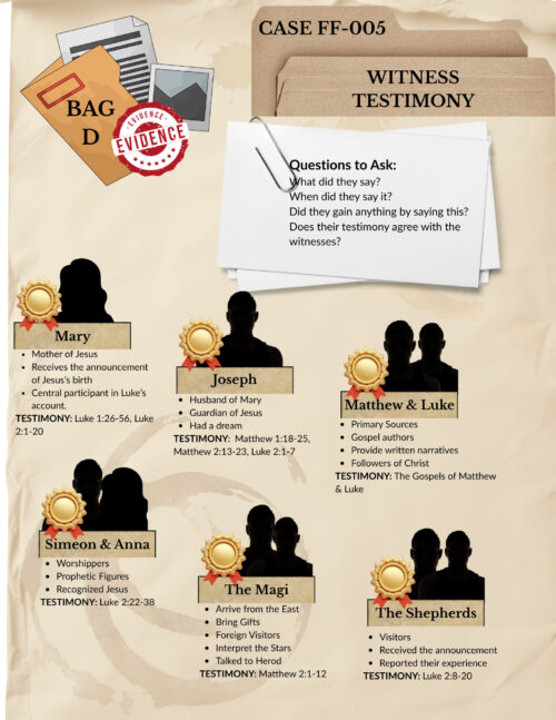 16 Homeschool Resource Co. educational image featuring witnesses and testimony questions for biblical study.