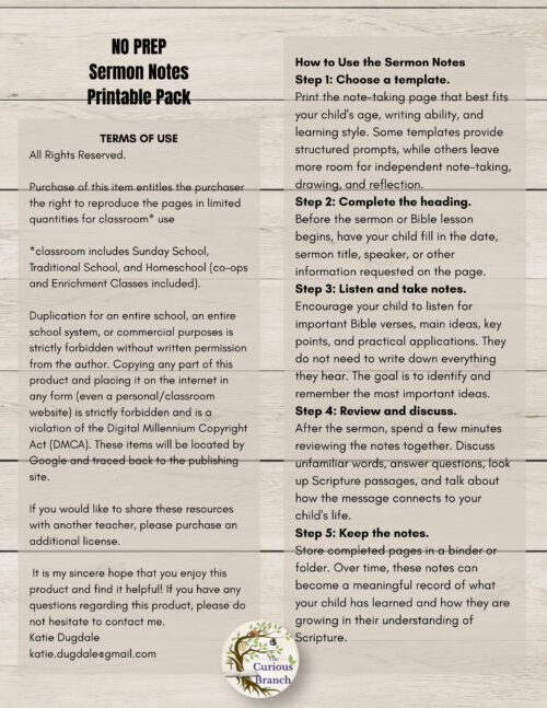 2 Sermon Notes Printable Pack | No Prep