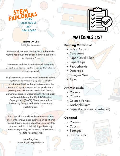 2 STEM CHALLENGE Chain Reaction Art Challenge | 3rd-8th Grade | Low Prep