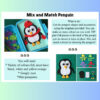 2 Homeschool resource activity for children featuring a penguin craft with matching colors and accessories.