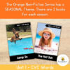 2 Two educational books from Homeschool Resource Co. featuring seasonal themes for teaching CVC words, one about jumping into a pool and the other about enjoying the hot sun.