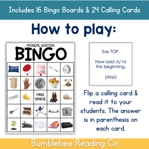 Educational Bingo game with 16 bingo boards and 24 calling cards for homeschool learning activities.