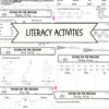 2 Homeschool Resource Co. literacy activities: Room on the Broom themed worksheets featuring handwriting, phonics, rhyming, and writing prompts for kids.