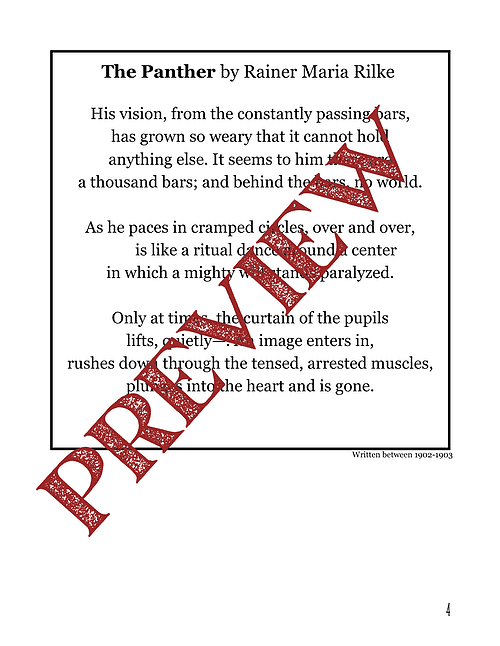 28 Poetry Compare/Contrast, Author Study, & Poetry Analysis ("I Know Why the Caged Bird Sings" vs. "The Panther")