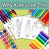 3 Colorful coloring pages and art supplies for kids' homeschooling activities.