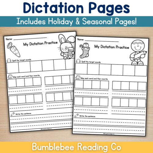3 Spelling Dictation Blank Template Pages Sheets - Seasons Holidays Phonics