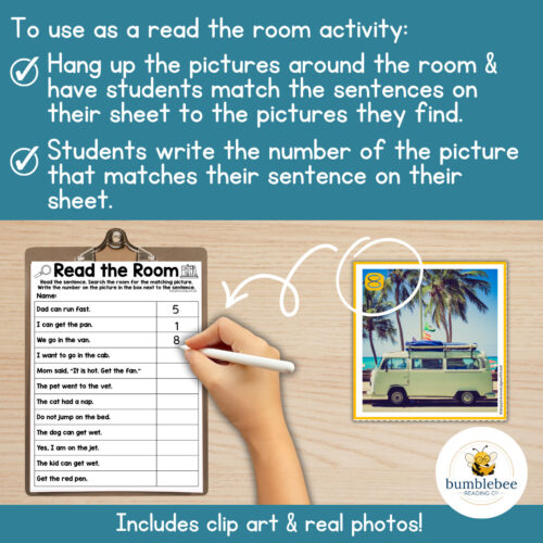 3 Decodable Read the Room & Centers CVC Words Science of Reading Phonics