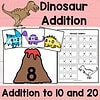 33 Dinosaur Volcano Addition Within 20 Math Game Center