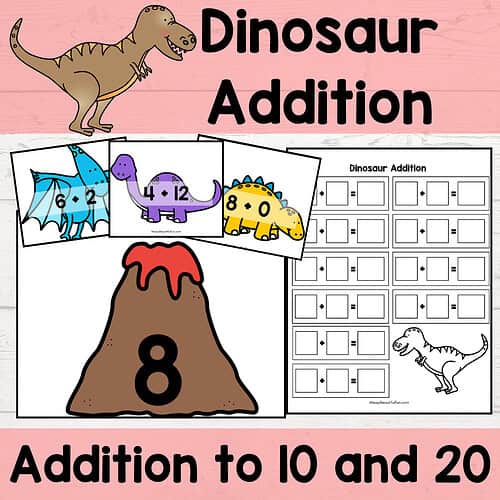 Dinosaur Volcano Addition Within 20 Math Game Center