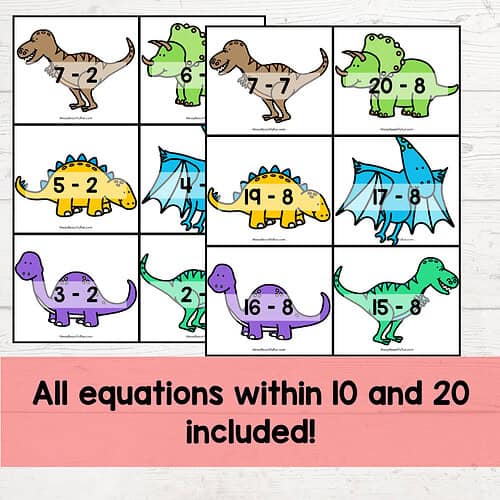 39 Dinosaur Volcano Subtraction Within 20 Math Game Center