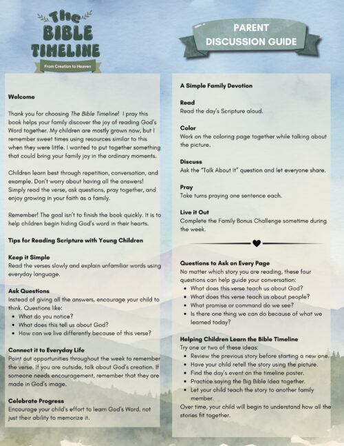 4 The Bible Timeline and Family Devotional Coloring Book | No Prep Printable
