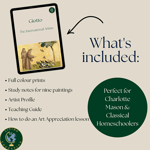4 Homeschool Resource Co. art education booklet and teaching notes for nine paintings, ideal for Charlotte Mason and classical homeschoolers.