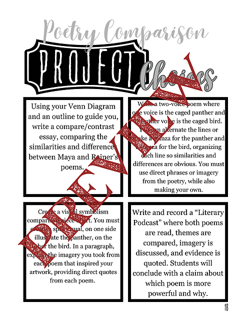 42 Poetry Compare/Contrast, Author Study, & Poetry Analysis ("I Know Why the Caged Bird Sings" vs. "The Panther")