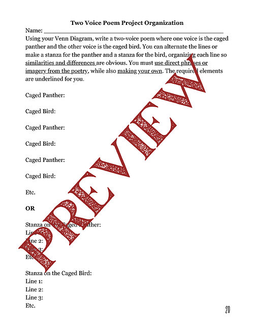 44 Poetry Compare/Contrast, Author Study, & Poetry Analysis ("I Know Why the Caged Bird Sings" vs. "The Panther")