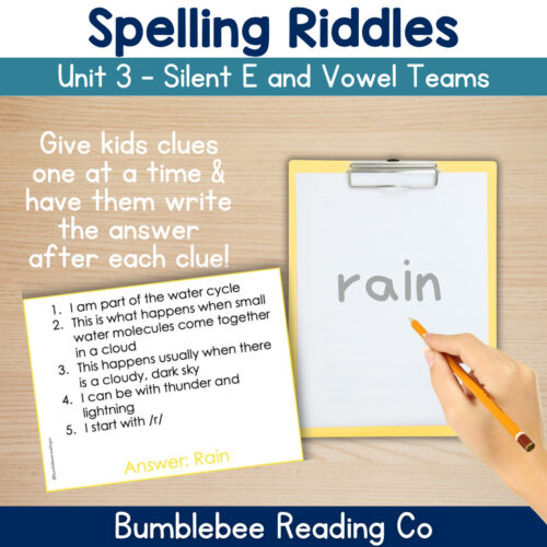 5 Decodable Spelling Riddles - Add Meaning to Spelling! Silent E Vowel Teams