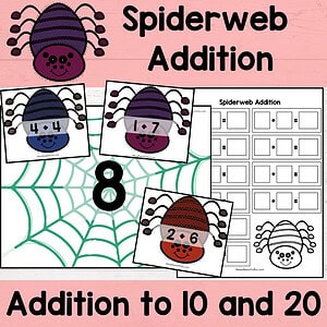 Addition Math Centers Spider Theme