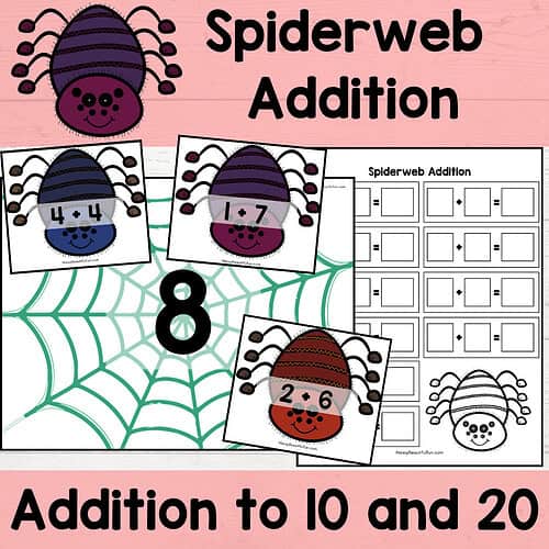 Addition Math Centers Spider Theme