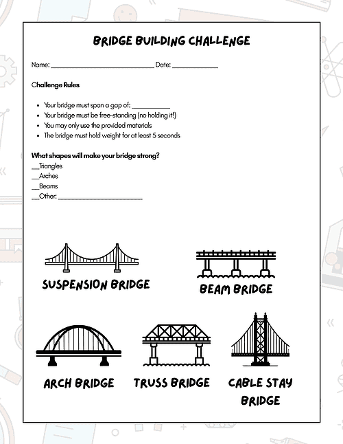 6 STEM CHALLENGE Bridge Building Challenge | 3rd-8th Grade | Low Prep