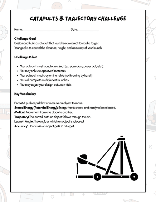 6 STEM CHALLENGE Catapult and Trajectory Challenge | 3rd-8th Grade | Low Prep
