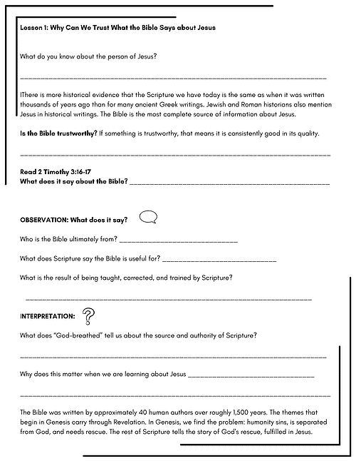 6 Project 315 Bible Study for PreTeens- No Prep- Who is Jesus?