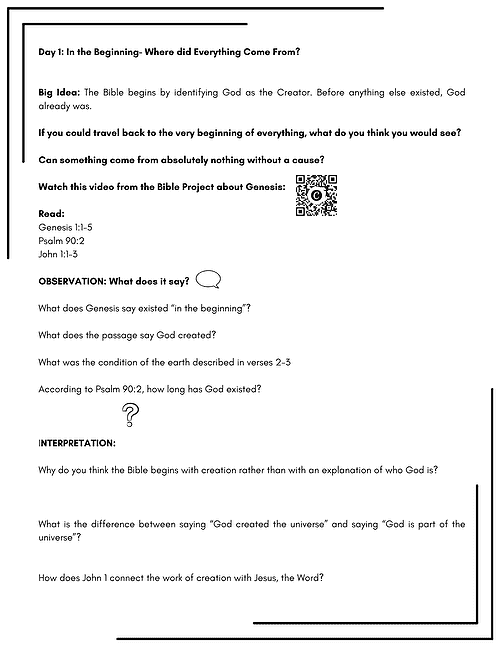 6 Project 315 Bible Study for PreTeens- No Prep- Who Created the World