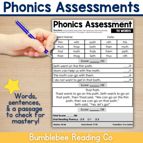 7 Phonics Assessments - Digraphs, Blends, and Floss Words - Science of Reading