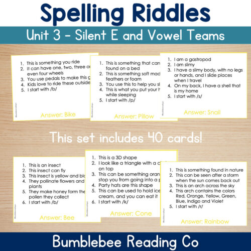 7 Decodable Spelling Riddles - Add Meaning to Spelling! Silent E Vowel Teams