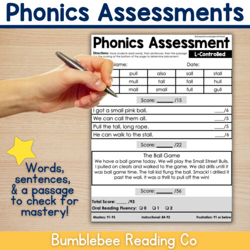 Phonics Assessments - L & R Controlled Vowels (Bossy R) - Science of Reading Unit 4
