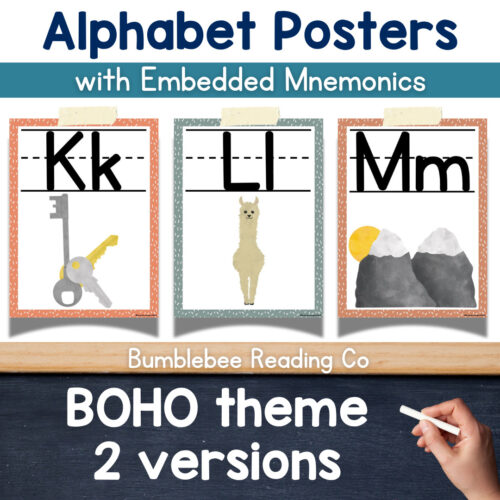 AlphabetPostersCover2 Alphabet posters featuring letters K, L, M with embedded mnemonics for homeschooling.