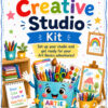 Art Basics Creative Studio Kit cover, resized Art Basics Creative Studio Kit — colorful art supplies and cartoon backpack with paints, pencils, brushes and drawings for kids, great for homeschooling adventures.