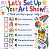 Art Show checklist page, resized Let's Set Up Your Art Show poster with colorful drawings, brushes, paints, and steps for a homeschool art display.