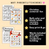Bingo Cover 3 Christian-centered homeschool resource with color and black/white versions, printable bingo and word cards for Thanksgiving and family-friendly activities.