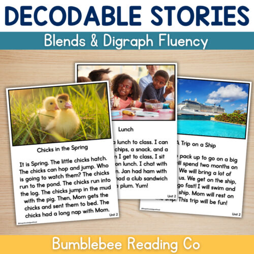 100% Decodable Passages Blends & Digraphs - Fluency Phonics Science of Reading
