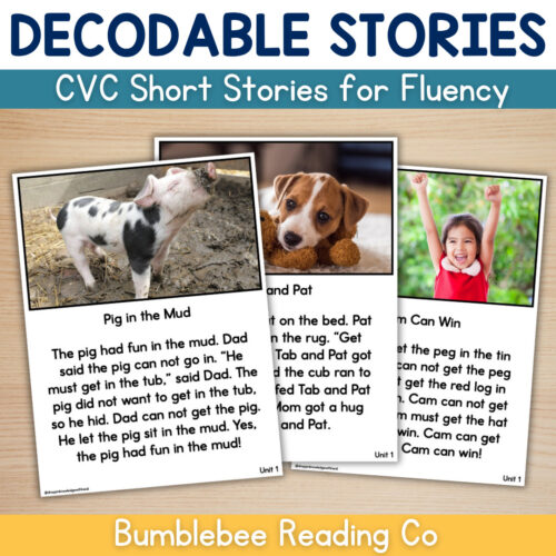 100% Decodable Passages CVC Words - Fluency Phonics - Science of Reading