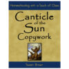 Canticle of the Sun Copywork Canticle of the Sun copywork book cover showing beige background with blue borders and a small framed image of a saint at center.