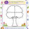 Color Mission 4 Season Tree page, resized to 781 wide Color the Season Tree page from Color Mission #4 on Homeschool Resource Co., featuring a large central tree outline surrounded by seasonal doodles and a colorful title banner.