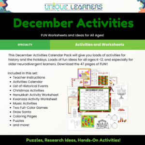 December Activities Calendar Pack