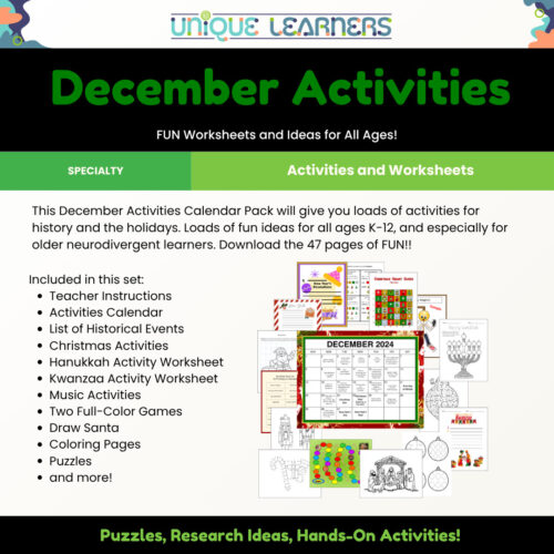December Activities_Details December Activities Calendar Pack